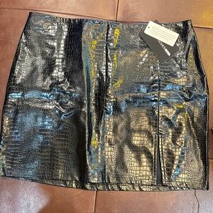 Fashion Nova XL Black, Faux Crocodile Mini Skirt.